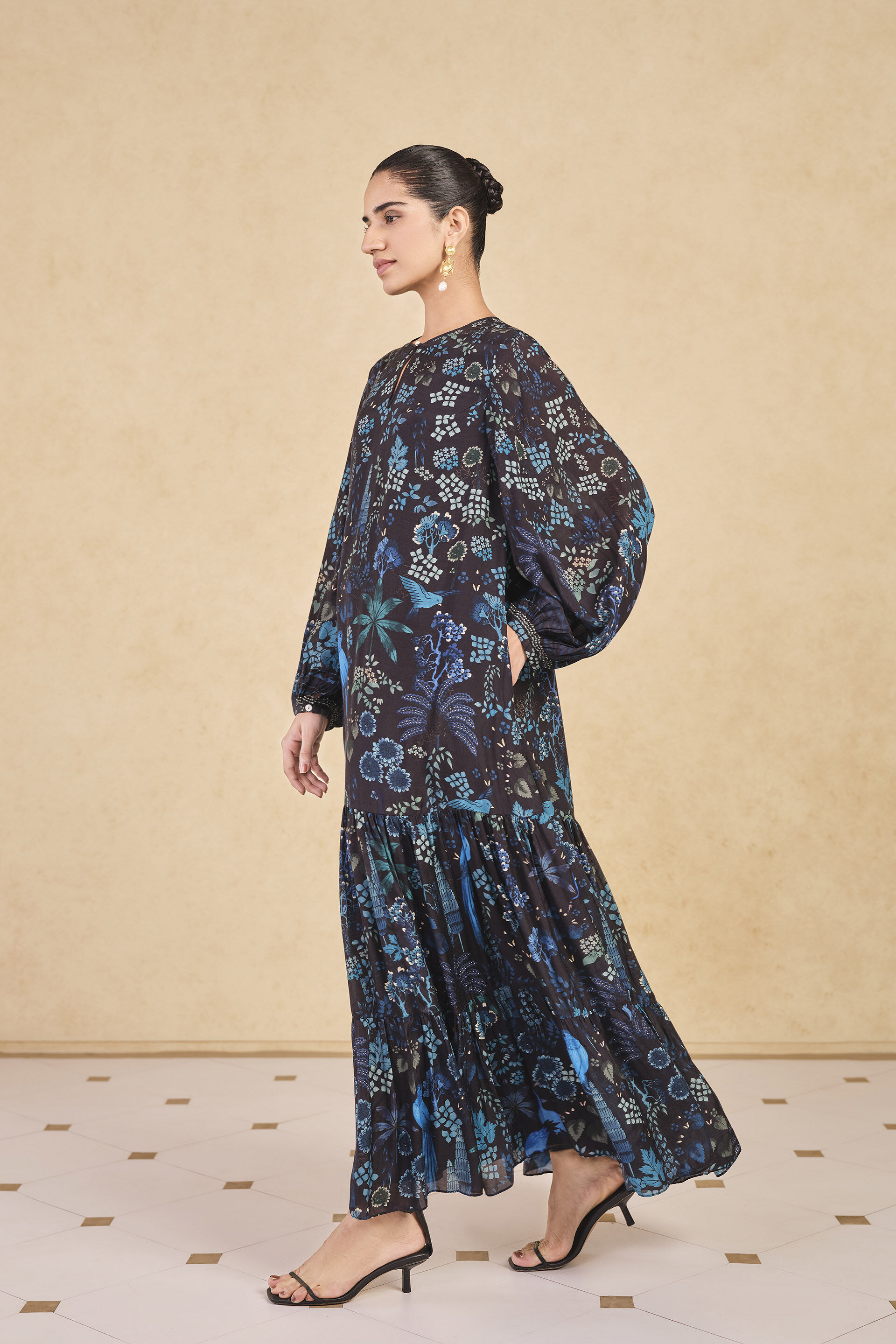 Avis Printed Kaftan - Black